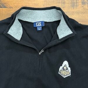Purdue Men's Cutter & Buck Quarter Zip Sweater black embroidered sz XXL